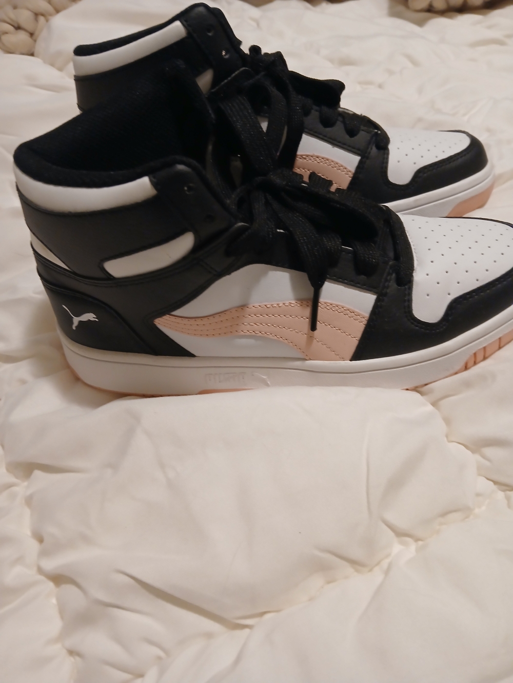Puma Women’s Mid-Top Sneakers in Black, White & Blush